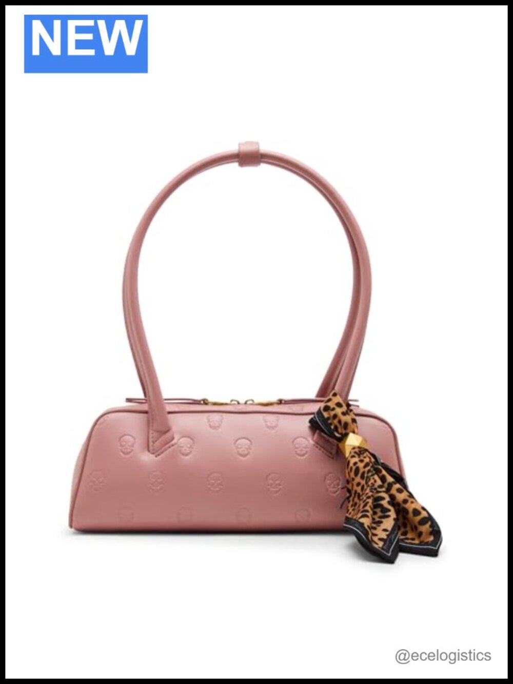 Faux Leather Shoulder Bag with Removable Scarf, Zipper Closure